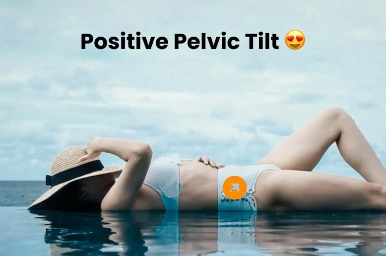 A woman lying on a the edge of an infinity pool tilting her pelvic floor slightly towards the sky