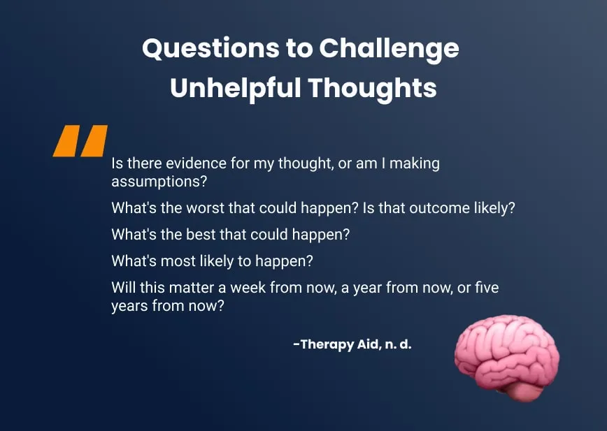 Worksheet to challenge unhelpful thoughts